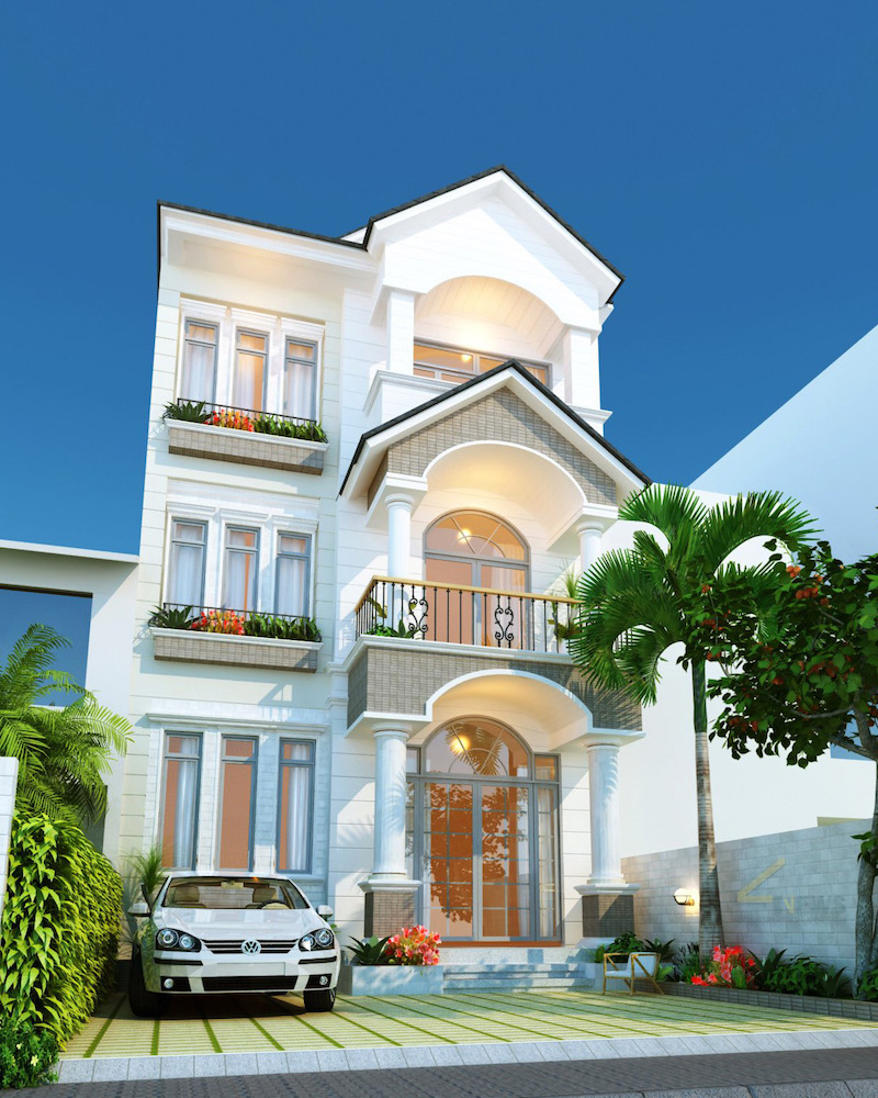 Mẫu thiết kế nhà phố 3 tầng mặt tiền 7m