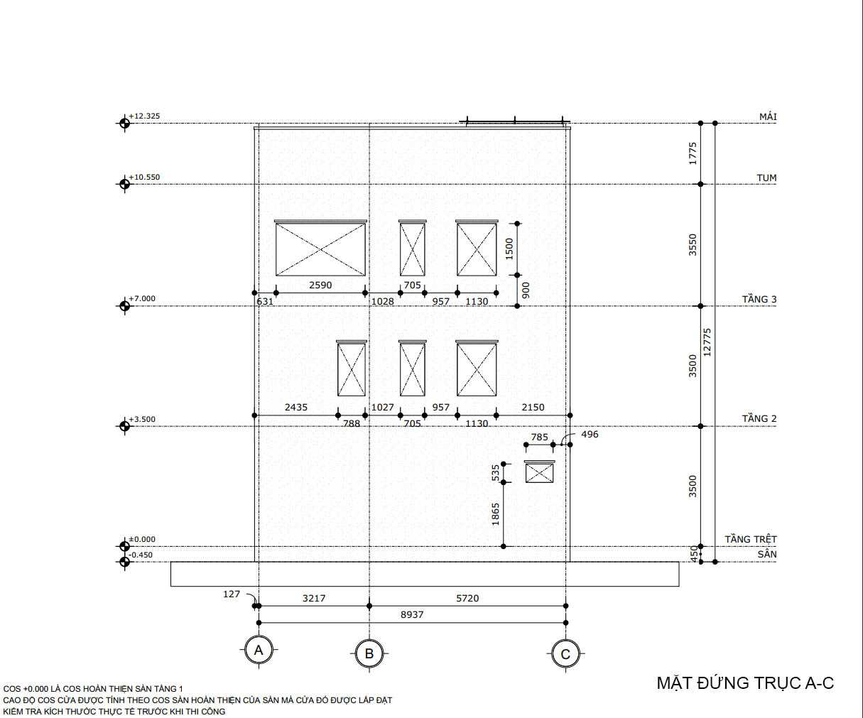 Bản vẽ nhà phố 3 tầng 100m2 2