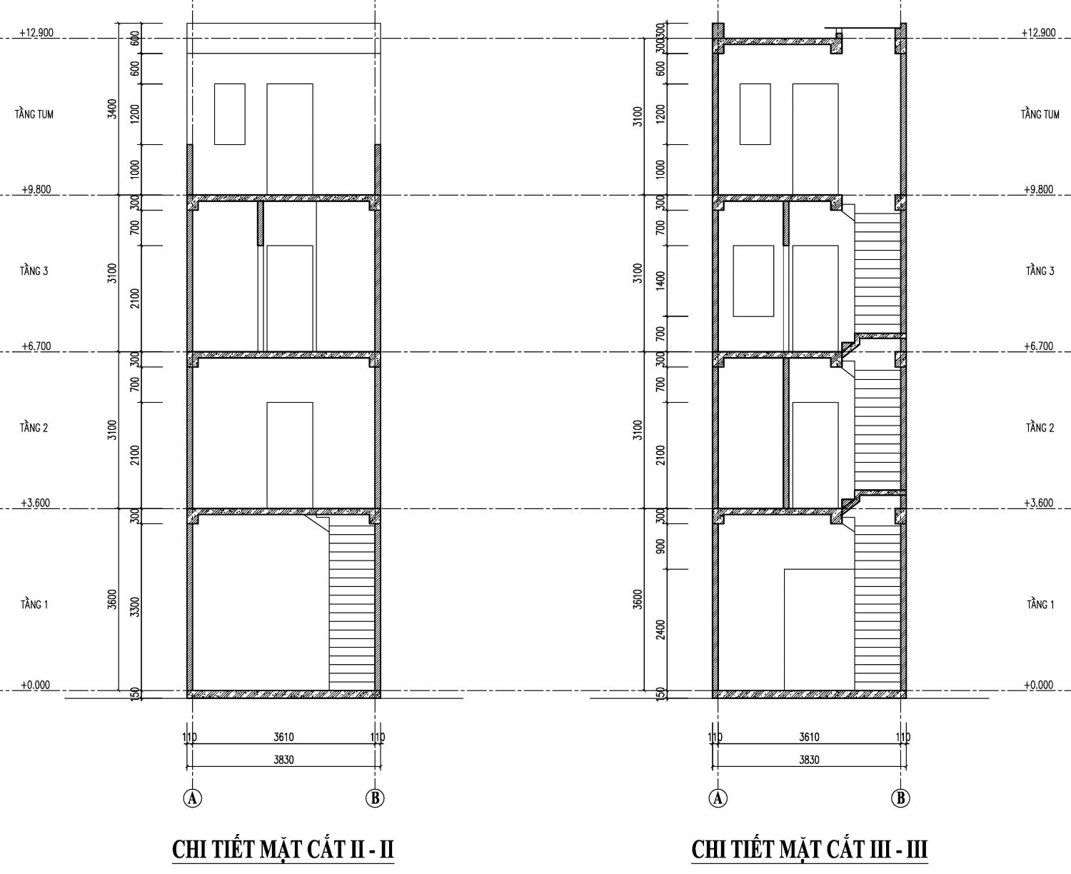 bản vẽ nhà phố 50m2 3 tầng 1 tum 20